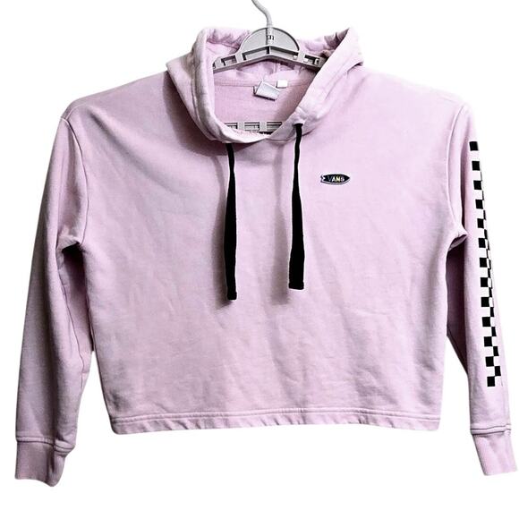 Vans Pink Cropped Hoodie w/ Checker Sleeve – Women’s XS - Picture 1 of 8
